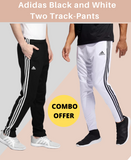 Adidas Solid & Casual Men Track Pants color Black & White